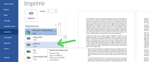 exportar tu archivo de Word a PDF