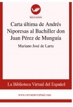 Libro Carta última de Andrés Niporesas al Bachiller don Juan Pérez de Munguía, autor Biblioteca Virtual Miguel de Cervantes